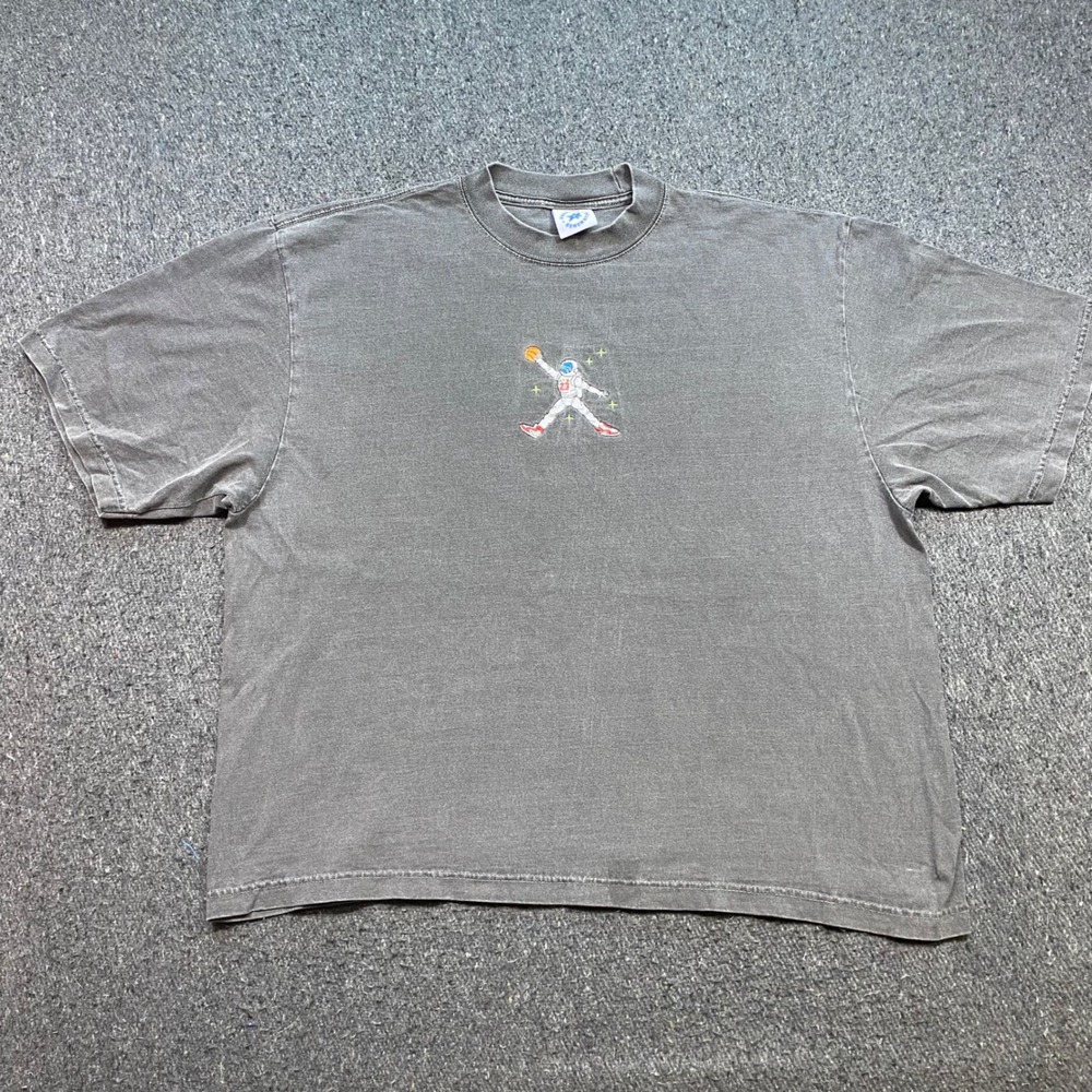 Peoples Generation TShirt Sz XL Mens Gray Streetwear Astronaut Embroidered Boxy